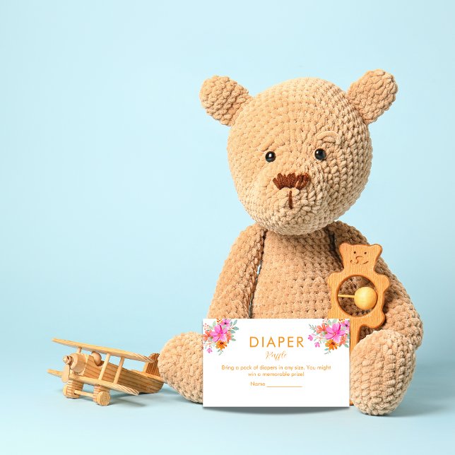 Cartão De Informações Fralda floral de verão brilhante Raffle (Criador carregado)