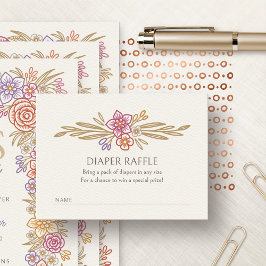 Cartão De Informações Fralda Floral Floral Flores Chá Raffle