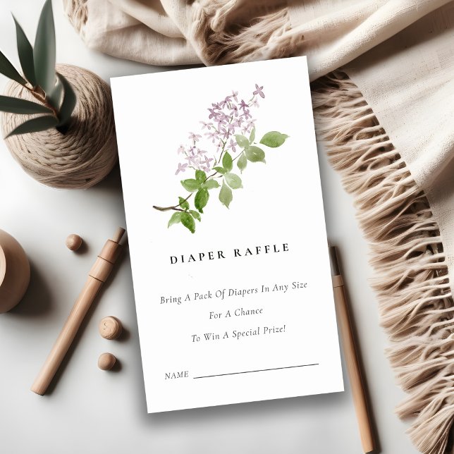Cartão De Informações Fralda Floral Lilac Chá de fraldas Raffle (Criador carregado)