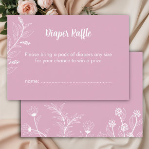 Cartão De Informações Fralda Floral Rosa Chá de fraldas Raffle