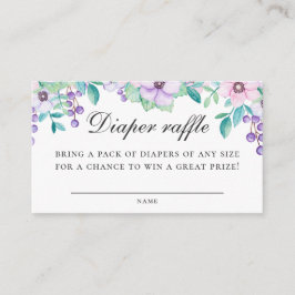 Cartão De Informações Fralda floral roxa-d-água Raffle