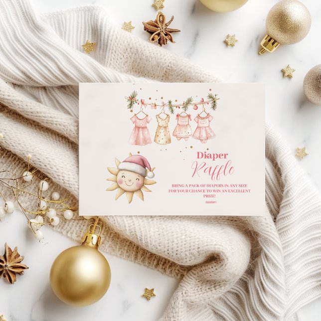 Cartão De Informações Fralda-fralda-palha-de-Natal Rosa Raffle (Criador carregado)