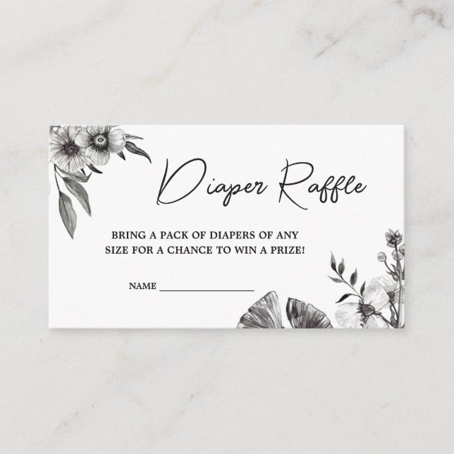 Cartão De Informações Fralda Gótica Raffle (Frente)