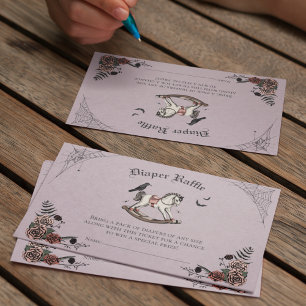 Cartão De Informações Fralda Gótica Raffle Roxo e Preto