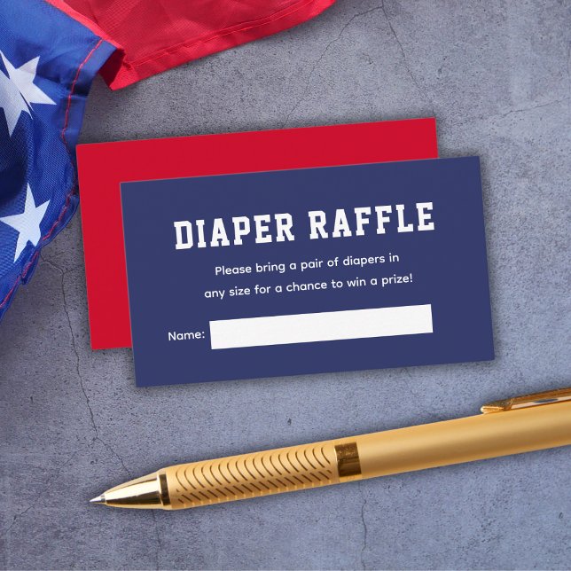 Cartão De Informações Fralda Patriótica Raffle 4 de julho de Chá de fral (Patriotic Diaper Raffle 4th Of July Baby Shower Enclosure Card
)