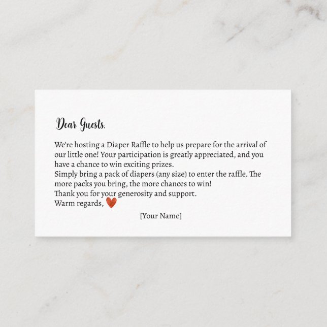 Cartão De Informações Fralda Raffle Autumn Teddy Bear Chá de fraldas (Verso)