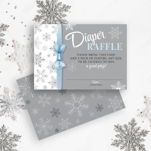 Cartão De Informações Fralda Raffle Baby Boy Cinza azul Floco de neve In
