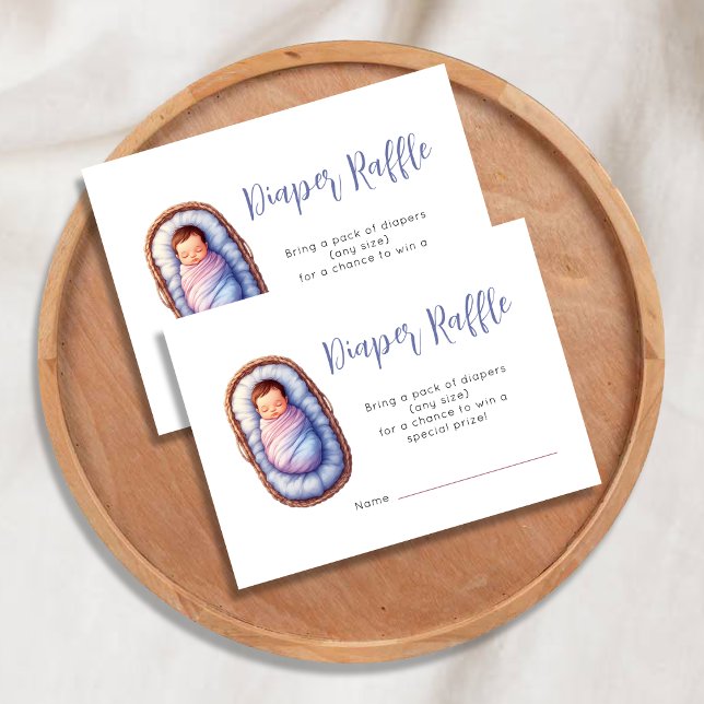Cartão De Informações Fralda Raffle Baby no Chá de fraldas (Diaper Raffle Baby in Basket Baby Shower Enclosure Card)