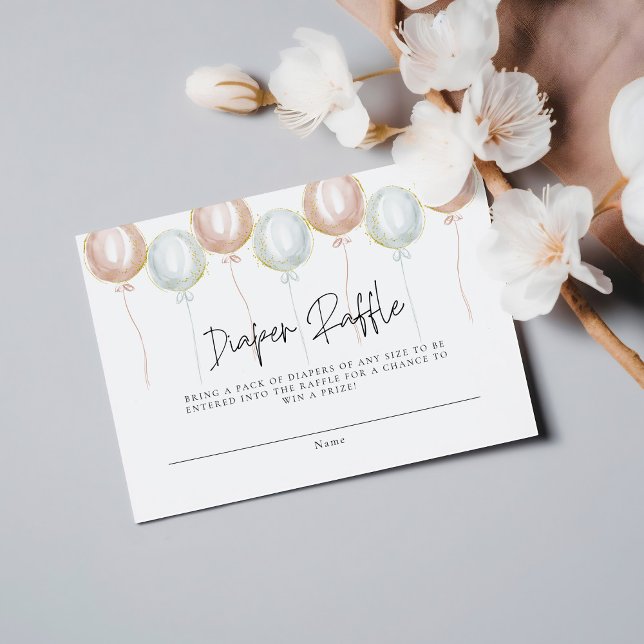 Cartão De Informações Fralda Raffle Balão Sexo Chá de fraldas Revelação (Criador carregado)