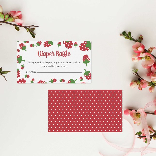 Cartão De Informações Fralda Raffle Berry Chá de fraldas Strawberry (Criador carregado)