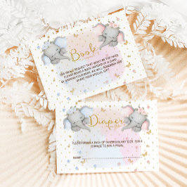 Cartão De Informações Fralda Raffle Blue Floral Elepher