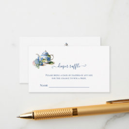 Cartão De Informações Fralda Raffle Blue Hydrangea Tea Party