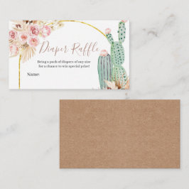 Cartão De Informações Fralda Raffle Boho Cactus Floral Enclosure Card