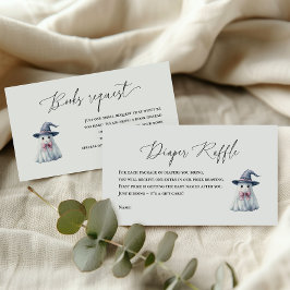 CARTÃO DE INFORMAÇÕES FRALDA RAFFLE BOOK SOLICITAÇÃO HALLOWEEN GHOST HAT