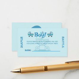 Cartão De Informações Fralda Raffle Boy Baby Gender Party