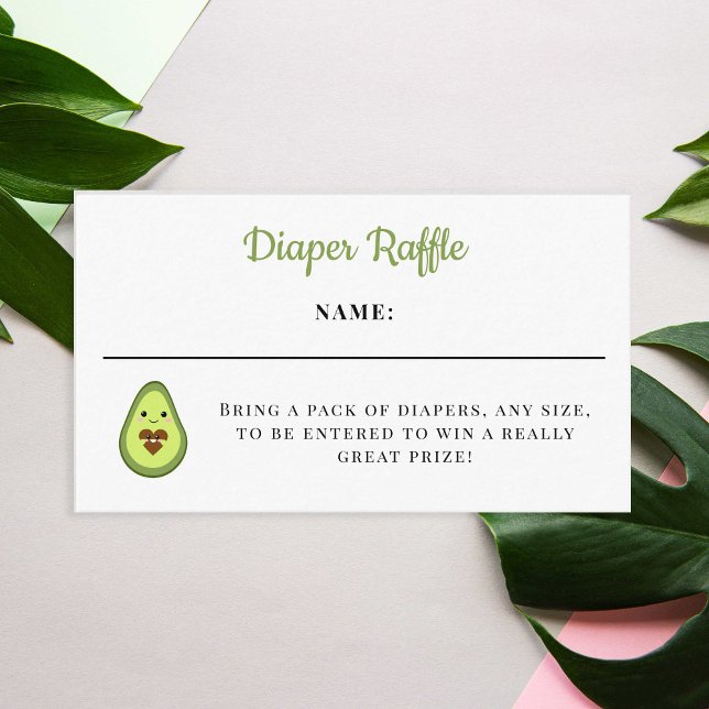 Cartão De Informações Fralda Raffle Card Kawaii Avocado Chá de fraldas C (Criador carregado)