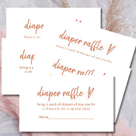 Cartão De Informações Fralda Raffle Cards Modern Boho Heart Terracotta