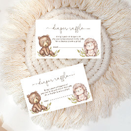 Cartão De Informações Fralda Raffle Chá de fraldas de Animais da Florest