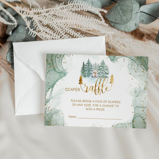 Cartão De Informações Fralda Raffle Chá de fraldas de inverno (Criador carregado)