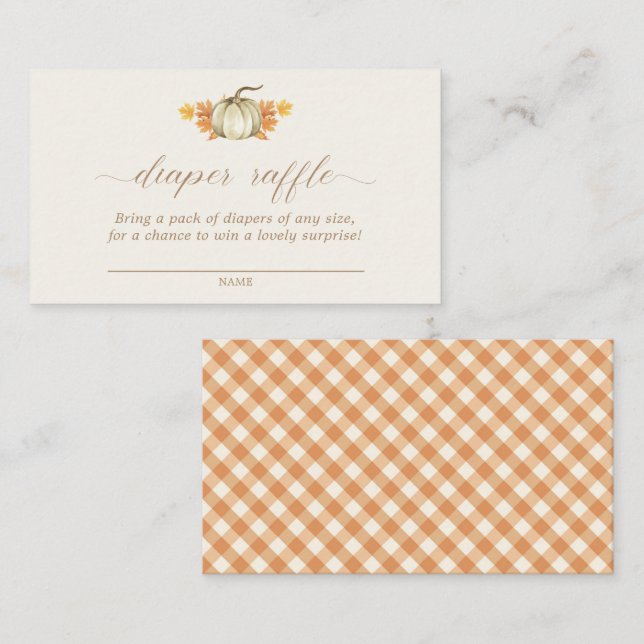 Cartão De Informações Fralda Raffle - Chá de fraldas de outono | (Frente/Verso)
