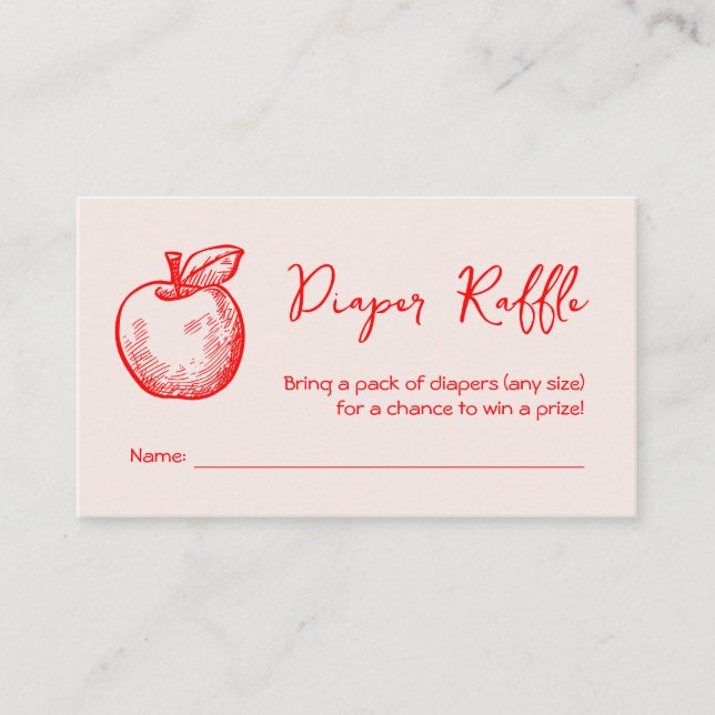 Cartão De Informações Fralda Raffle Chá de fraldas De Queda De Maçã Dese (Frente)