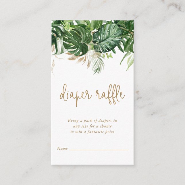 Cartão De Informações Fralda Raffle, Chá de fraldas Dourado do Cerrado T (Frente)