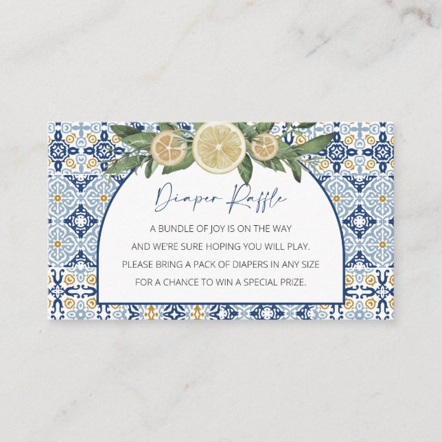 Cartão De Informações Fralda Raffle Chá de fraldas, tema italiano (Frente)