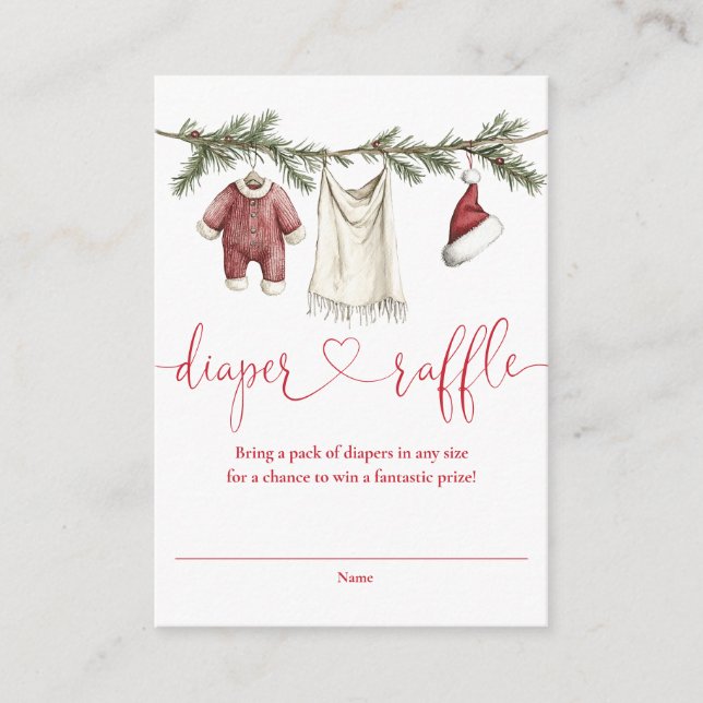 Cartão De Informações Fralda Raffle Clothesline Chá de fraldas de invern (Frente)