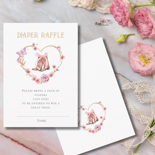 Cartão De Informações Fralda Raffle Cowgirl Chá de fraldas (Criador carregado)