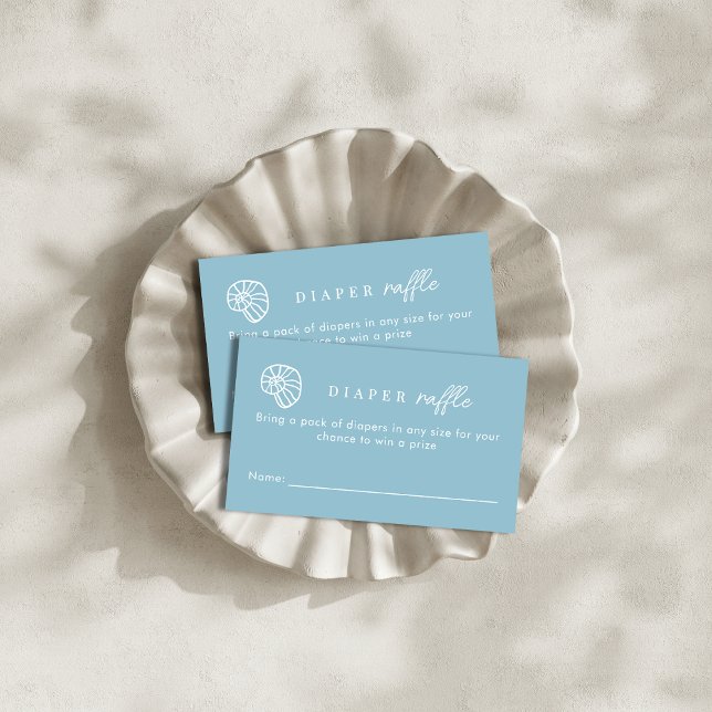 Cartão De Informações Fralda Raffle Dusty Blue Coaster Beach Chá de fral (Criador carregado)