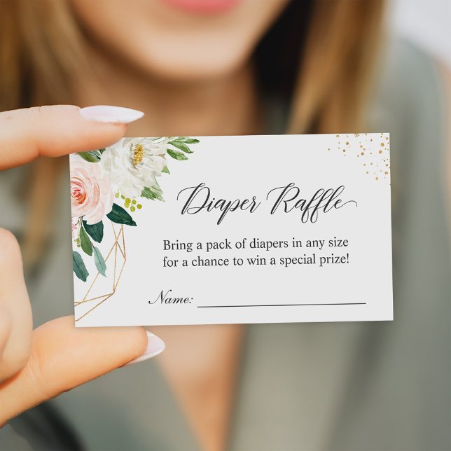 Cartão De Informações Fralda Raffle Elegante Chá de fraldas Floral (Criador carregado)