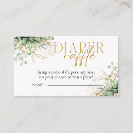 Cartão De Informações Fralda Raffle Eucalyptus Chá de fraldas verde