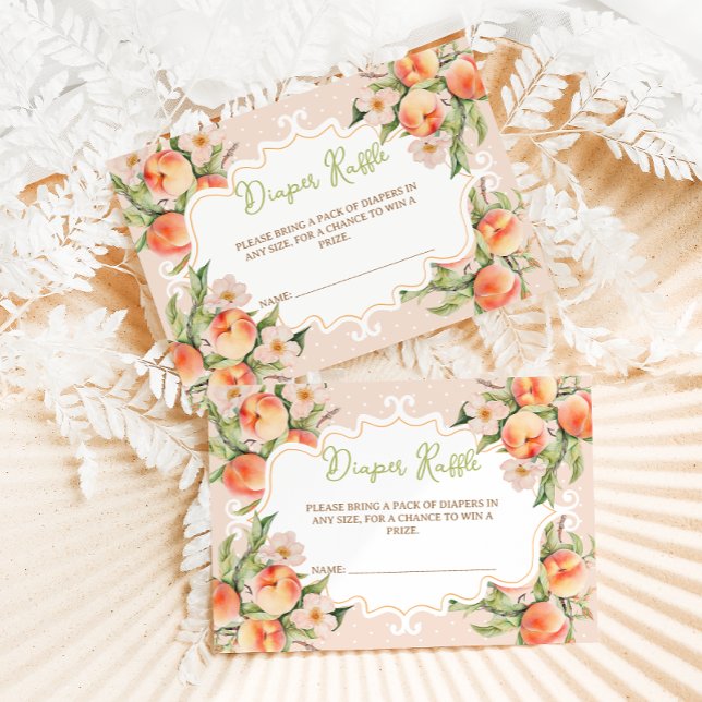 Cartão De Informações Fralda Raffle Floral Peach Chá de fraldas (Criador carregado)