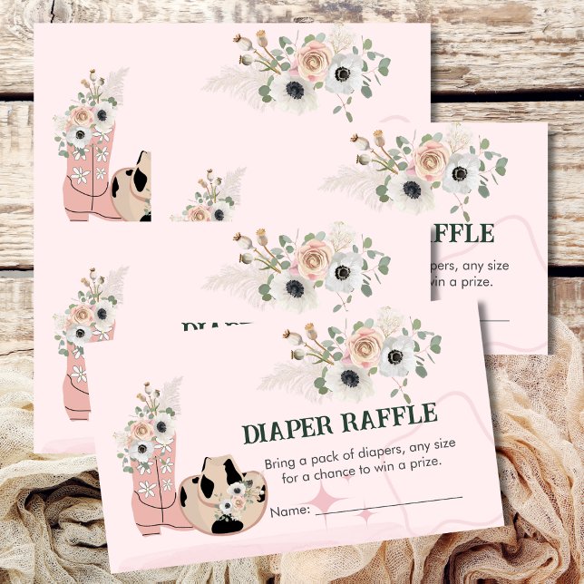 Cartão De Informações Fralda Raffle Game Saddle Up Western Cowgirl Theme (Criador carregado)