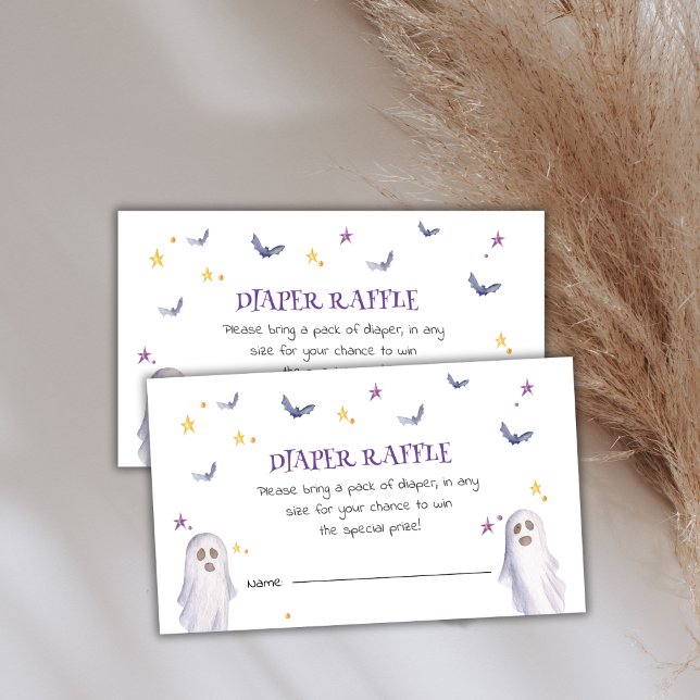 Cartão De Informações Fralda Raffle Halloween Chá de fraldas (Diaper Raffle Halloween Baby Shower Enclosure Card)