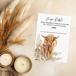 Cartão De Informações Fralda Raffle Highland Cow Calf Boho Pampas Grass