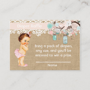 Cartão De Informações Fralda Raffle Insert com Vintage Baby