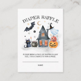 Cartão De Informações Fralda Raffle Little Boo Halloween Chá de fraldas