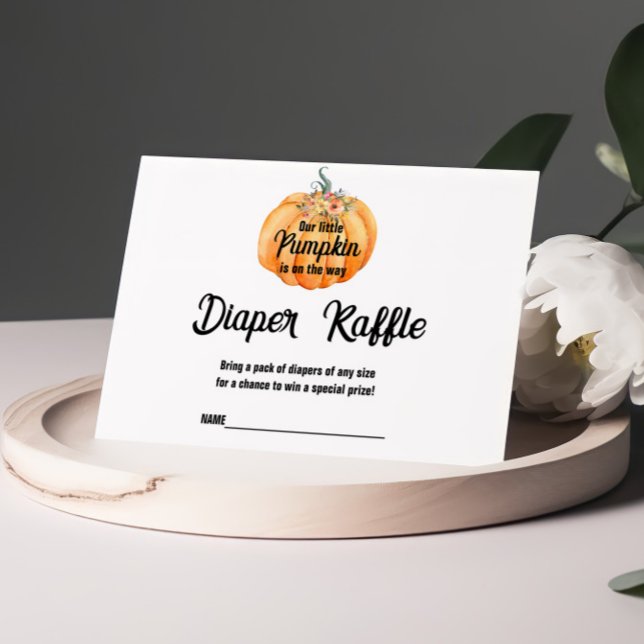 Cartão De Informações Fralda Raffle Little Pumpkin Chá de fraldas (Criador carregado)