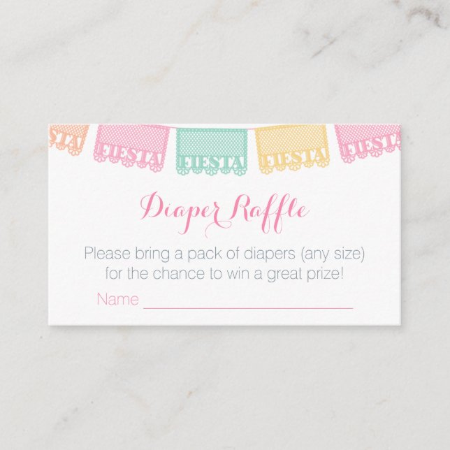 Cartão De Informações Fralda Raffle Mexicano Fiesta Papel Picado Banner (Frente)