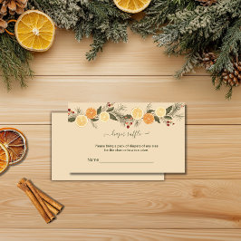 Cartão De Informações Fralda Raffle Modern Seco Citrus Natal