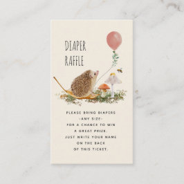 Cartão De Informações Fralda Raffle Mushroom Hedgehog Balão Rosa