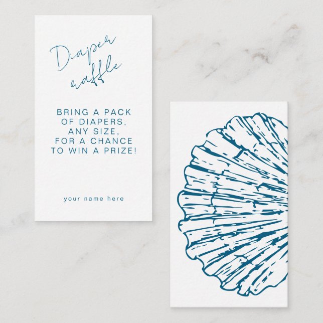 Cartão De Informações Fralda Raffle Ocean Blue Scallop Baby Boy Chá (Frente/Verso)