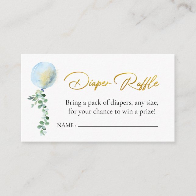 Cartão De Informações Fralda Raffle Oh Boy Blue Balon Eucalyptus (Frente)