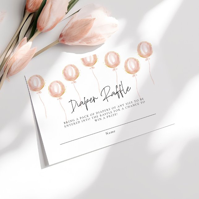Cartão De Informações Fralda Raffle Pink Balon é um Chá de fraldas (Criador carregado)