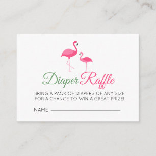 Cartão De Informações Fralda Raffle Pink Flamingo Chá de fraldas
