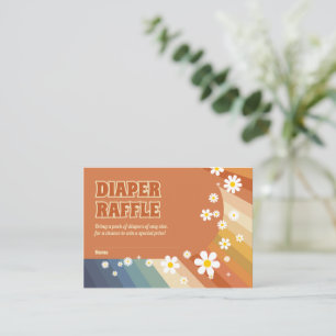 Cartão De Informações Fralda Raffle Retro Rainbow Hippie Daisy