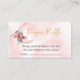 Cartão De Informações Fralda Raffle Rosa Dourado Estamos sobre a Lua