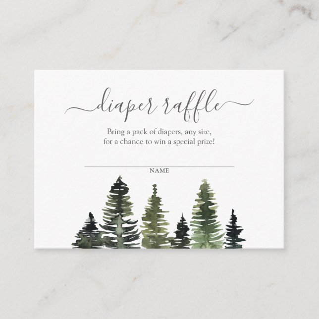 Cartão De Informações Fralda Raffle Rustic Woodland Chá de fraldas (Frente)