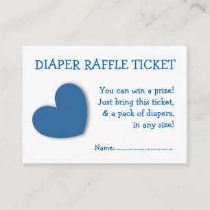 Cartão De Informações Fralda Raffle Ticket Cute Blue Heart for Boy